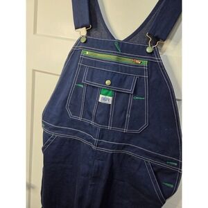 Liberty Mens Denim Bib Overalls Indigo Blue Green Trim 38x34